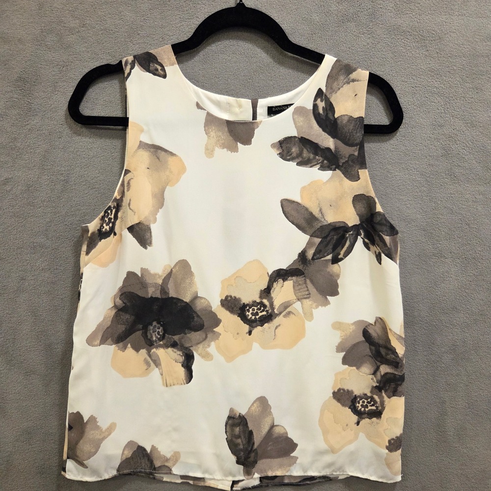 Banana Republic Floral Sleeveless Blouse Women Size Small Office Chic Earthy